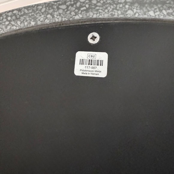 CB2 Gray Terrazzo Round Mirror - Picture 5 of 5